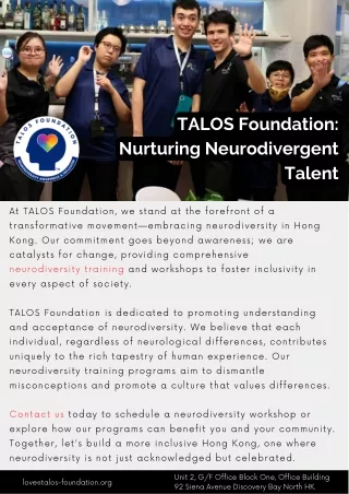 TALOS Foundation: Nurturing Neurodivergent Talent