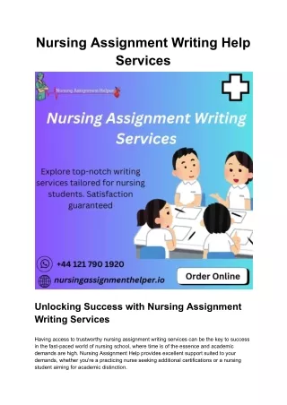 Nursing Assignment Writing Help Services