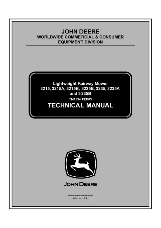 John Deere 3215A Lightweight Fairway Mower Service Repair Manual (tm1534)