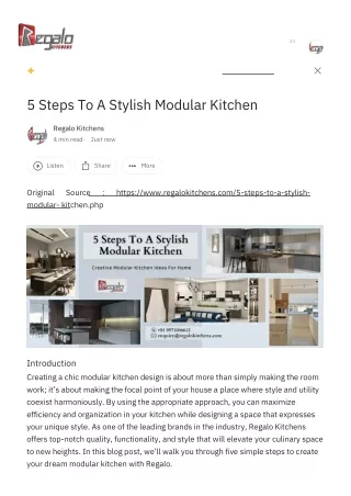 5 Steps To A Stylish Modular Kitchen