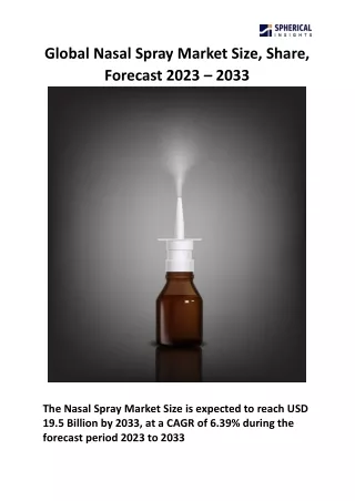 Global Nasal Spray Market Size