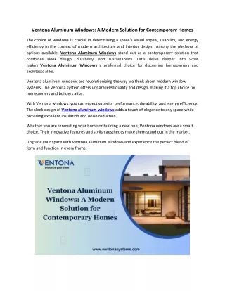 Ventona Aluminum Windows