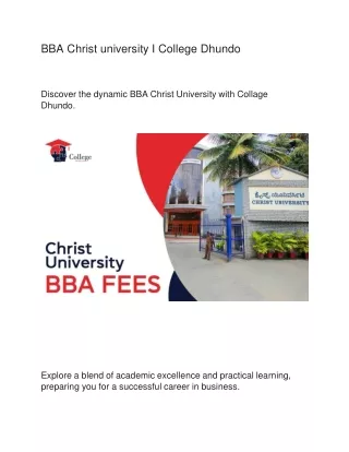 BBA Christ university I College Dhundo