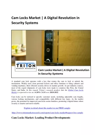 Cam Locks Market | A Digital Revolution in Security Systems