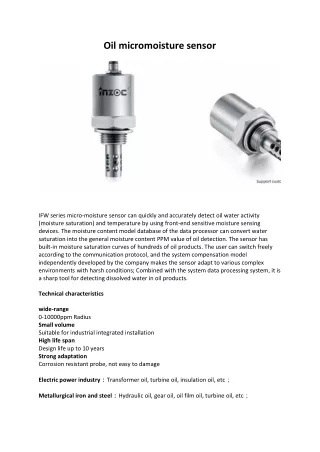 Oil micromoisture sensor