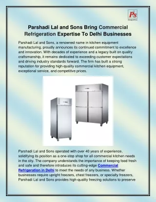 Commercial Refrigeration in Delhi