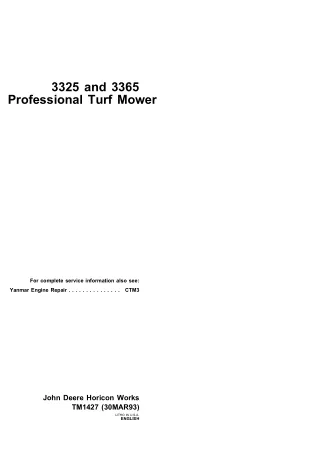 John Deere 3325 Professional Turf Mower Service Repair Manual (tm1427)