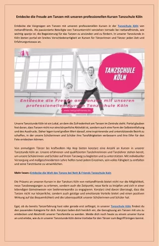Tanzen lernen in einer inspirierenden Umgebung Tanzschule Köln