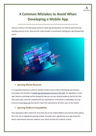 4 Common Mistakes to Avoid When Developing a Mobile App