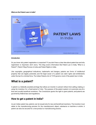 Patent Laws in India