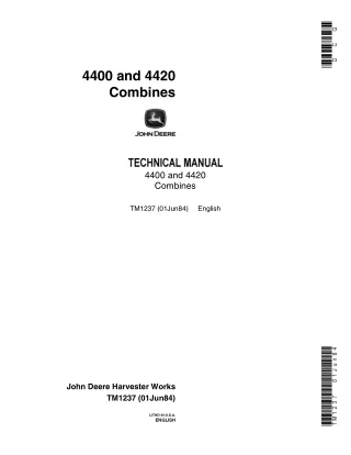 John Deere 4400 Combines Service Repair Manual
