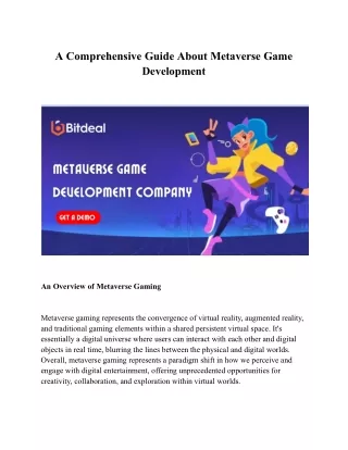 A Comprehensive Guide About Metaverse Game Development