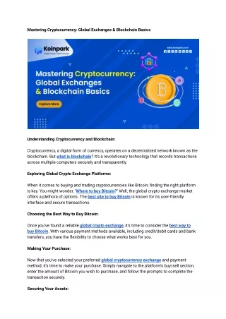 Mastering Cryptocurrency_ Global Exchanges & Blockchain Basics