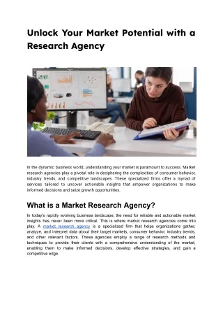 Unlock Your Market Potential with a Research Agency