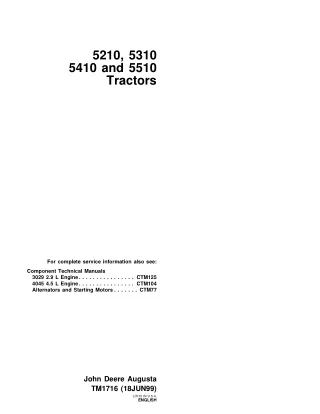 JOHN DEERE 5410 TRACTOR Service Repair Manual