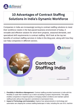 10 Advantages of Contract Staffing Solutions in India’s Dynamic Workforce