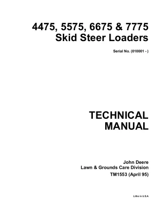 JOHN DEERE 5575 SKID STEER LOADER Service Repair Manual