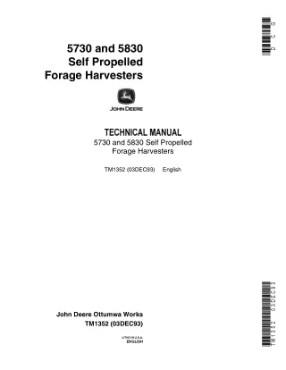 John Deere 5830 Self Propelled Forage Harvesters Service Repair Manual