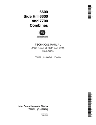 JOHN DEERE 6600 SIDE HILL 6600 AND 7700 COMBINES Service Repair Manual