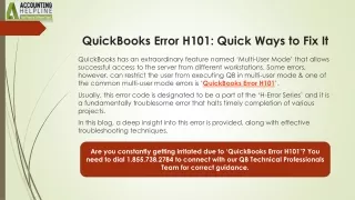 Fixing QuickBooks Error H101: Your Ultimate Troubleshooting Resource