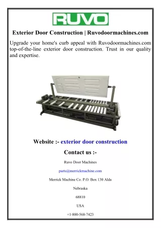 Exterior Door Construction  Ruvodoormachines.com