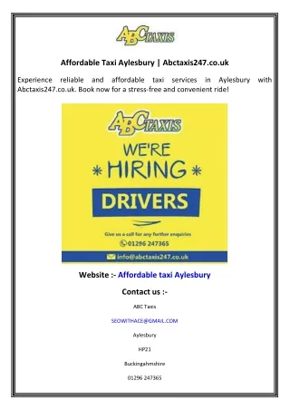 Affordable Taxi Aylesbury  Abctaxis247.co.uk