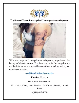 Traditional Tattoo Los Angeles  Losangelestattooshop.com