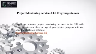 Project Monitoring Services Uk Progressgenic.com