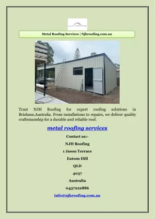 Metal Roofing Services | Njhroofing.com.au