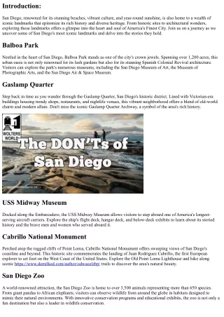 Venturing into San Diego: Can't Miss Spots