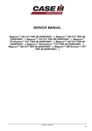 CASE IH Magnum 280 CVT TIER 4B Tractor Service Repair Manual [ZGRF05001 - ]