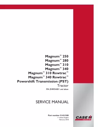 CASE IH Magnum 280 Powershift Transmission (PST) Tier 4B Tractor Service Repair Manual (PIN ZHRF04001 and above)