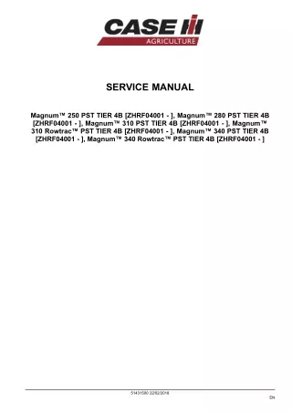 CASE IH Magnum 280 PST TIER 4B Tractor Service Repair Manual [ZHRF04001 - ]