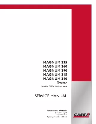 CASE IH MAGNUM 290 Tractor Service Repair Manual