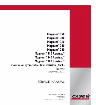CASE IH Magnum 310 Rowtrac Continuously Variable Transmission (CVT) Tractor Service Repair Manual (PIN ZJRF94001 and abo