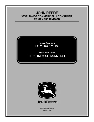 JOHN DEERE LT180 LAWN GARDEN TRACTOR Service Repair Manual