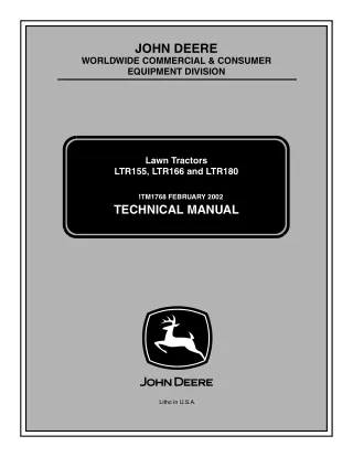 JOHN DEERE LTR180 LAWN GARDEN TRACTOR Service Repair Manual