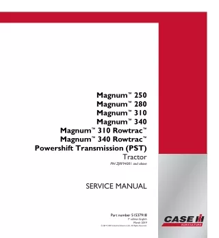 CASE IH Magnum 310 Rowtrac Powershift Transmission (PST) Tractor Service Repair Manual (PIN ZJRF94001 and above)