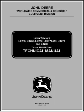 JOHN DEERE LX266 LAWN GARDEN TRACTOR Service Repair Manual