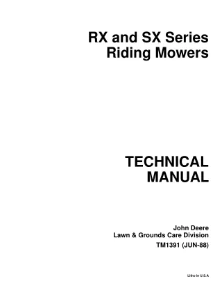 JOHN DEERE RX75 RIDING MOWER Service Repair Manual