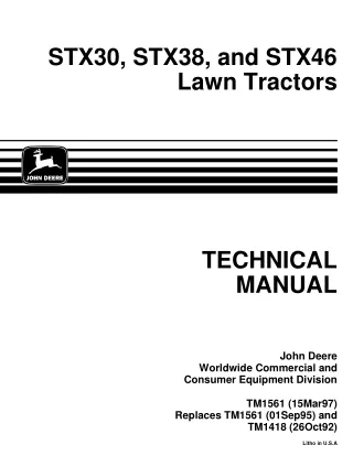 JOHN DEERE STX38 LAWN GARDEN TRACTOR Service Repair Manual