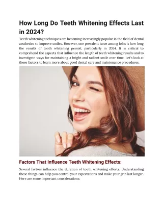 How Long Do Teeth Whitening Effects Last in 2024