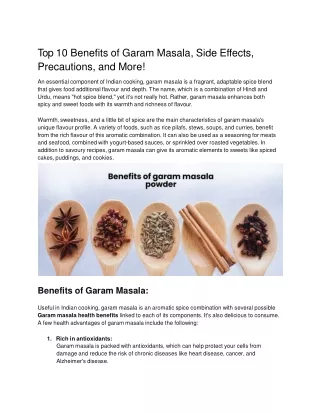 Top 10 Benefits of Garam Masala, Side Effects, Precautions, and More!