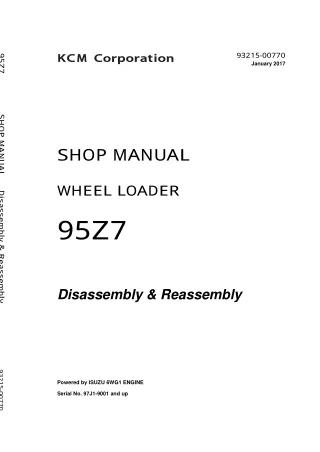 Kawasaki 95Z7 Wheel Loader Service Repair Manual (Serial No. 97J1-9001 and up)