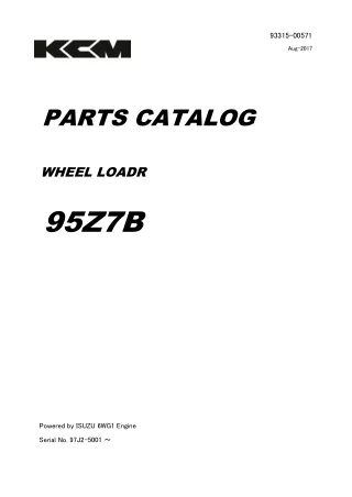 Kawasaki 95Z7B Wheel Loader Parts Catalogue Manual (Serial No. 97J2-5001 ～)