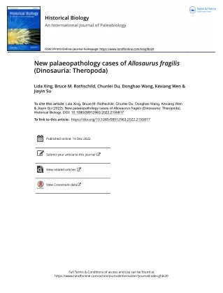 New palaeopathology cases of Allosaurus fragilis (Dinosauria_ Theropoda)