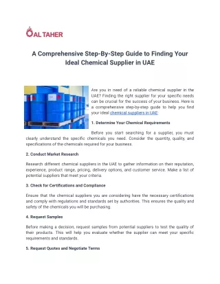 A Comprehensive Step-By-Step Guide to Finding Your Ideal Chemical Supplier in UAE