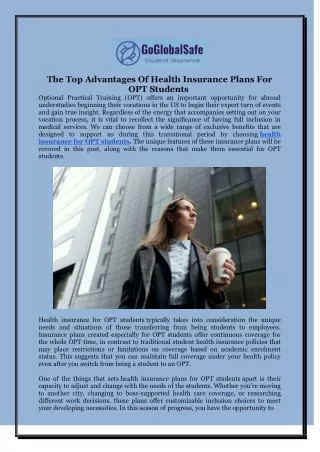 The Top Advantages Of Health Insurance Plans For OPT Students