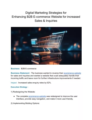 Digital Marketing Strategies for  Enhancing B2B E-commerce Website