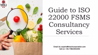 Guide to ISO 22000 FSMS Consultancy Services